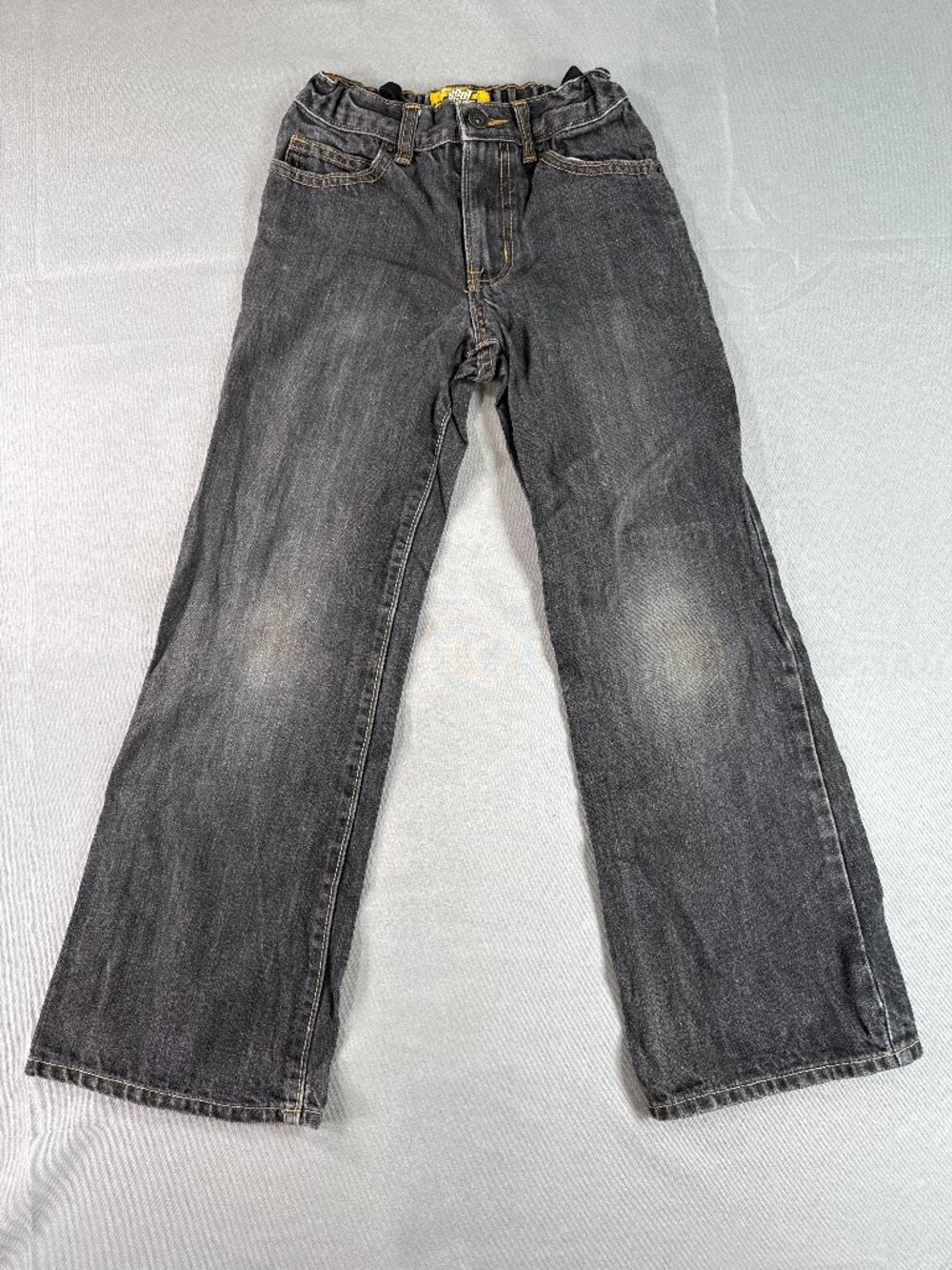 Old Navy Boys Boot Cut Jeans 10 Slim Gray Adjustable Waist Denim Pants Black